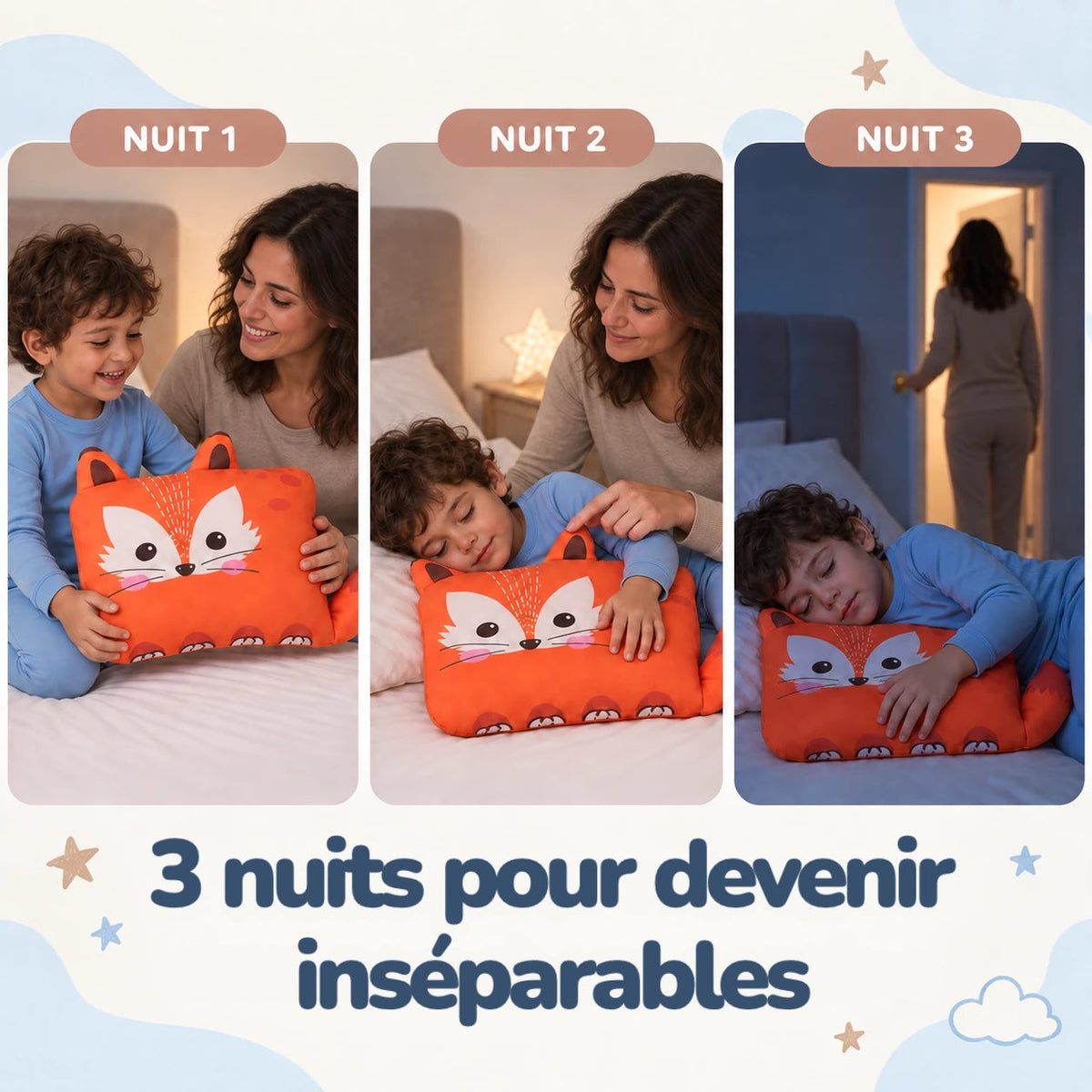 Nuit 1, nuit 2, nuit 3 : un enfant et son oreiller DREAMFOX™ deviennent inséparables