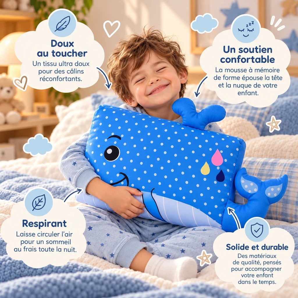 Oreiller DREAMWHALE™ : doux au toucher, soutien confortable en mousse à mémoire de forme, respirant, solide et durable