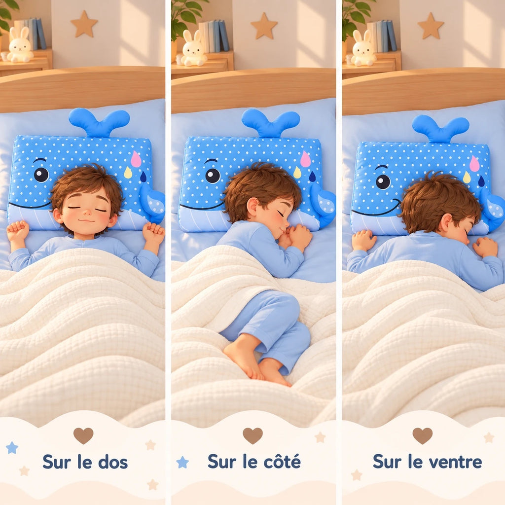 Oreiller DREAMWHALE™ : confortable sur le dos, sur le côté ou sur le ventre