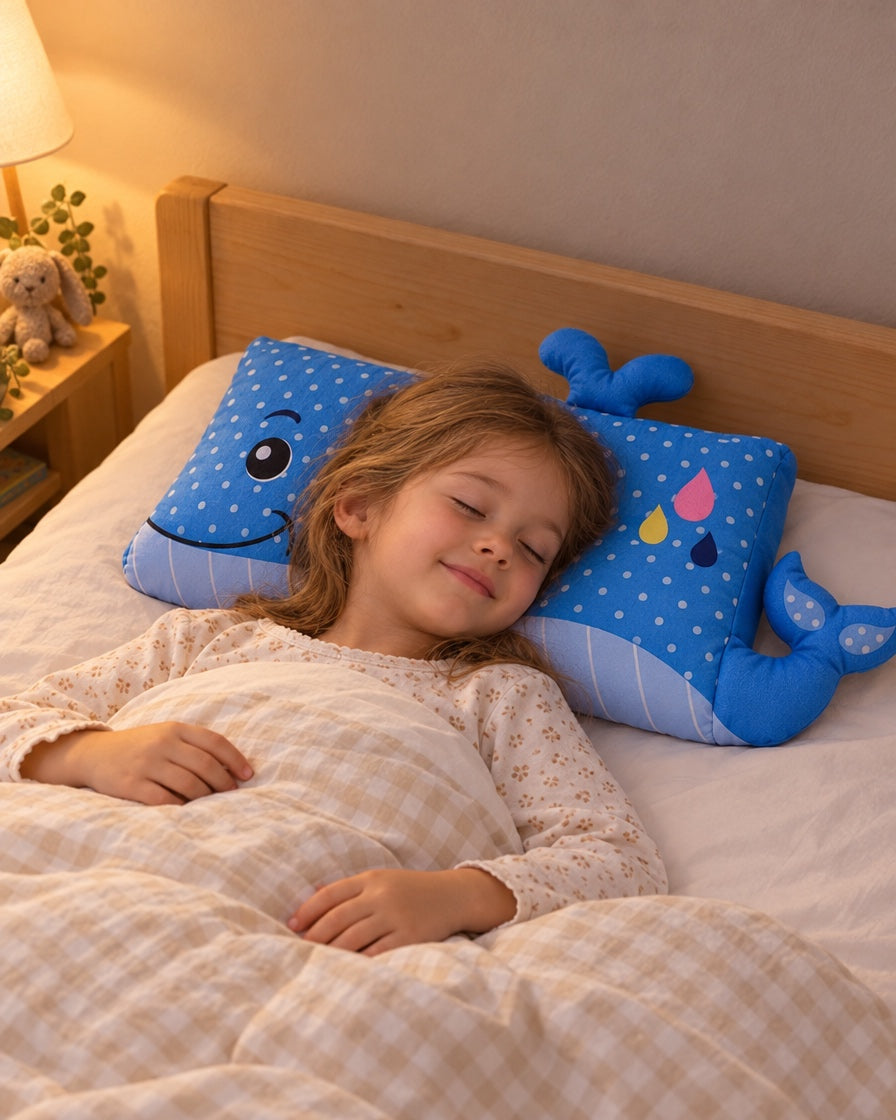 Une petite fille dort paisiblement, la tête posée sur son oreiller DREAMWHALE
